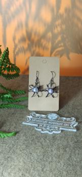 Ohrhänger Kupfer Blüte mit Glasperle Schwarz/Perlmutt-Lila